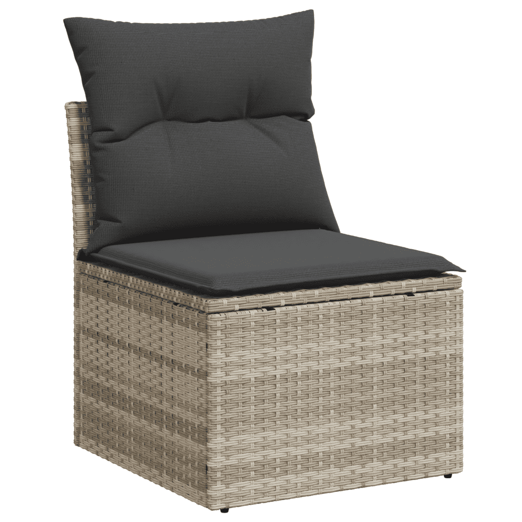 12-delige Loungeset met kussens poly rattan lichtgrijs