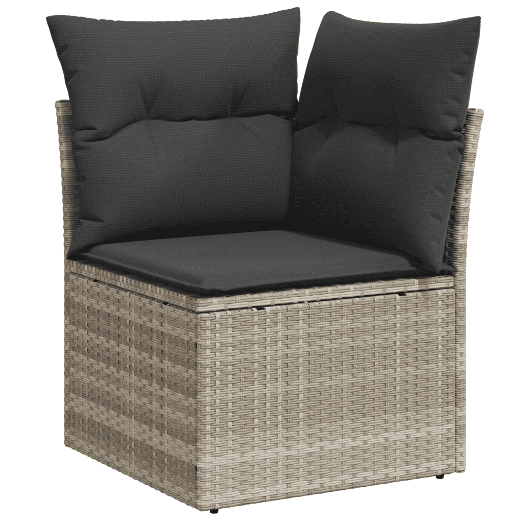 12-delige Loungeset met kussens poly rattan lichtgrijs