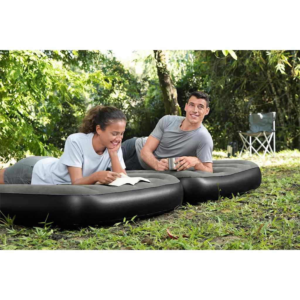 Luchtbed 3-in-1 opblaasbaar 188x99x25 cm zwart en grijs is nu te koop bij PeponiXL, paradijselijk wonen!