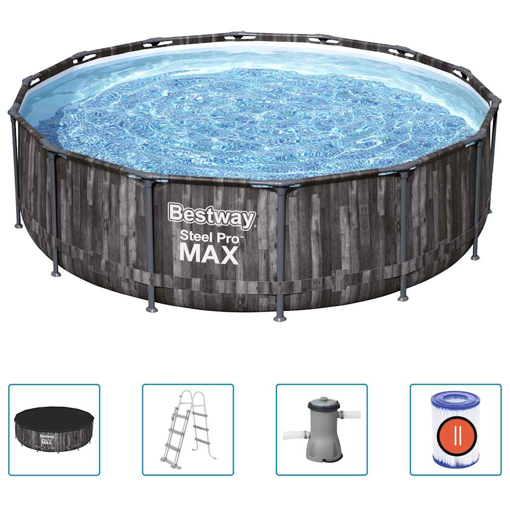 Zwembadset Steel Pro MAX rond 427x107 cm is nu te koop bij PeponiXL, paradijselijk wonen!
