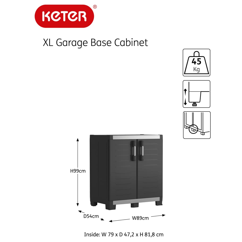 Keter Opbergkast laag Garage XL 99 cm zwart en grijs is nu te koop bij PeponiXL, paradijselijk wonen!