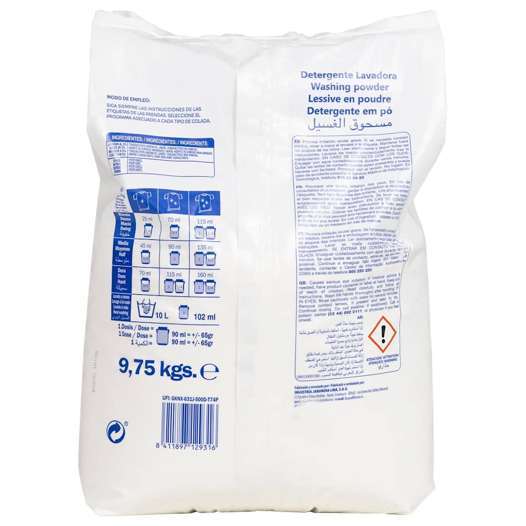 Waspoeder voor 150 wasbeurten 9,75 kg wit is nu te koop bij PeponiXL, paradijselijk wonen!
