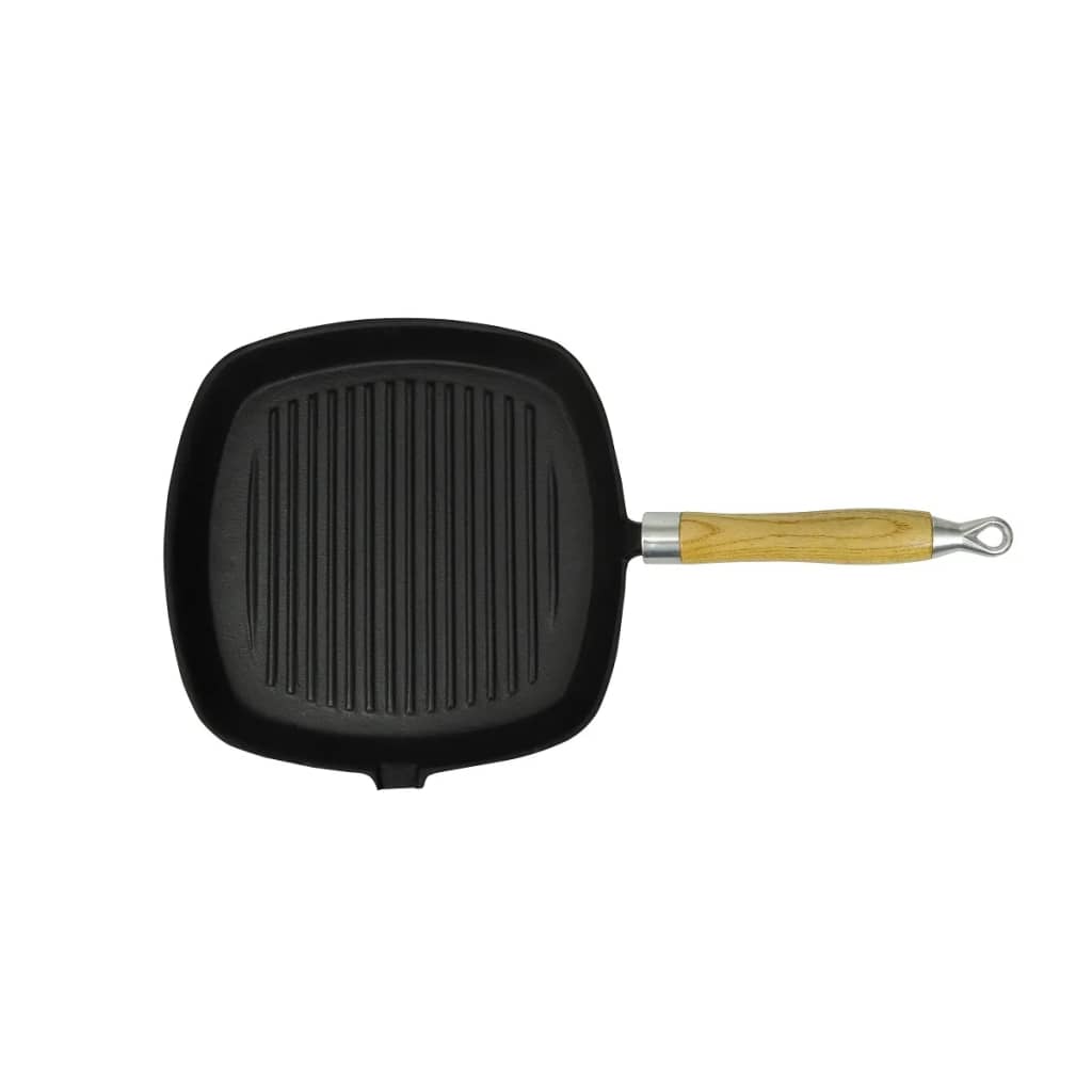 Grillpan met houten handvat gietijzer 20x20 cm is nu te koop bij PeponiXL, paradijselijk wonen!
