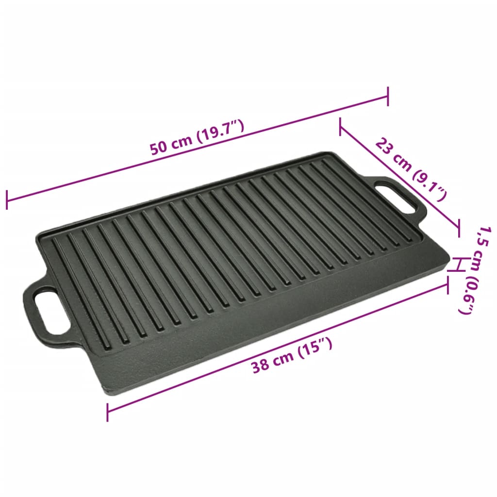Grillplaat dubbelzijdig 50x23 cm gietijzer is nu te koop bij PeponiXL, paradijselijk wonen!