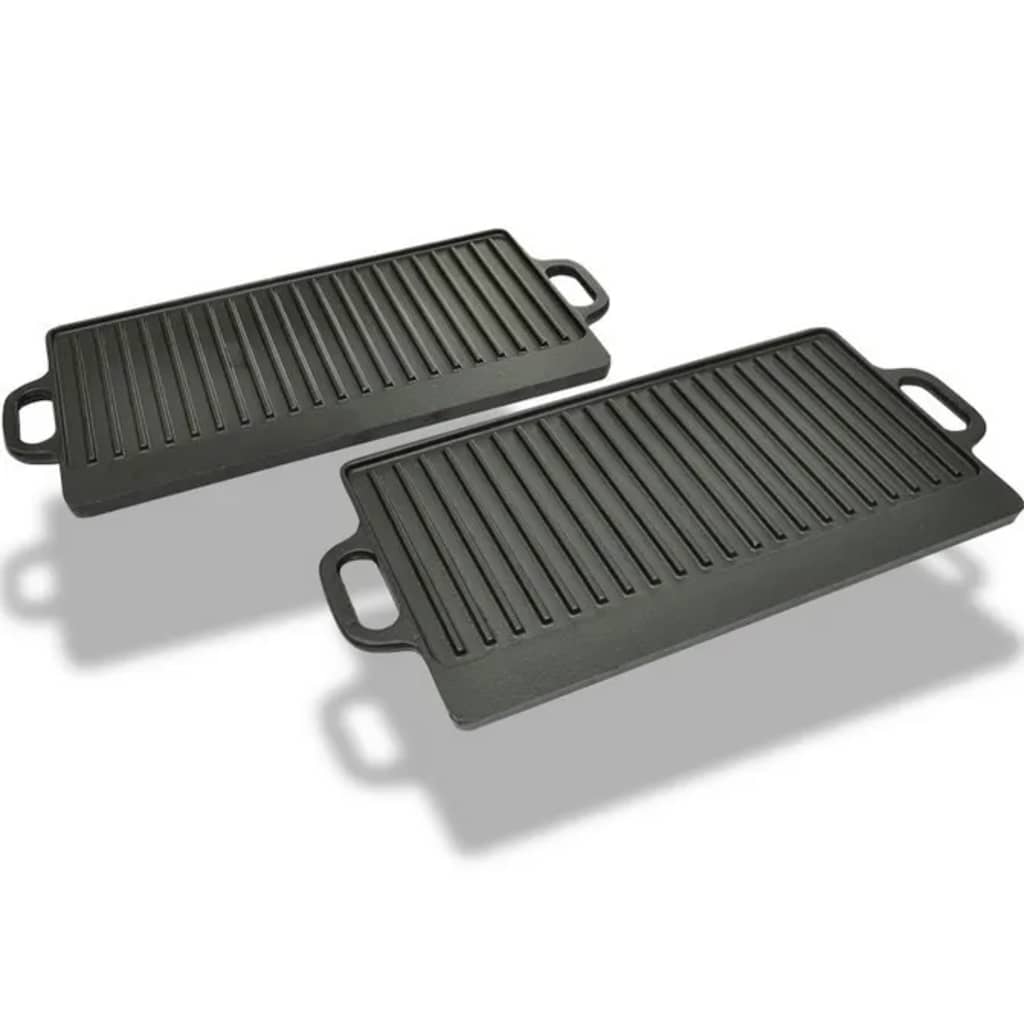 Grillplaat gietijzer dubbelzijdig 38x23 cm 2 st is nu te koop bij PeponiXL, paradijselijk wonen!