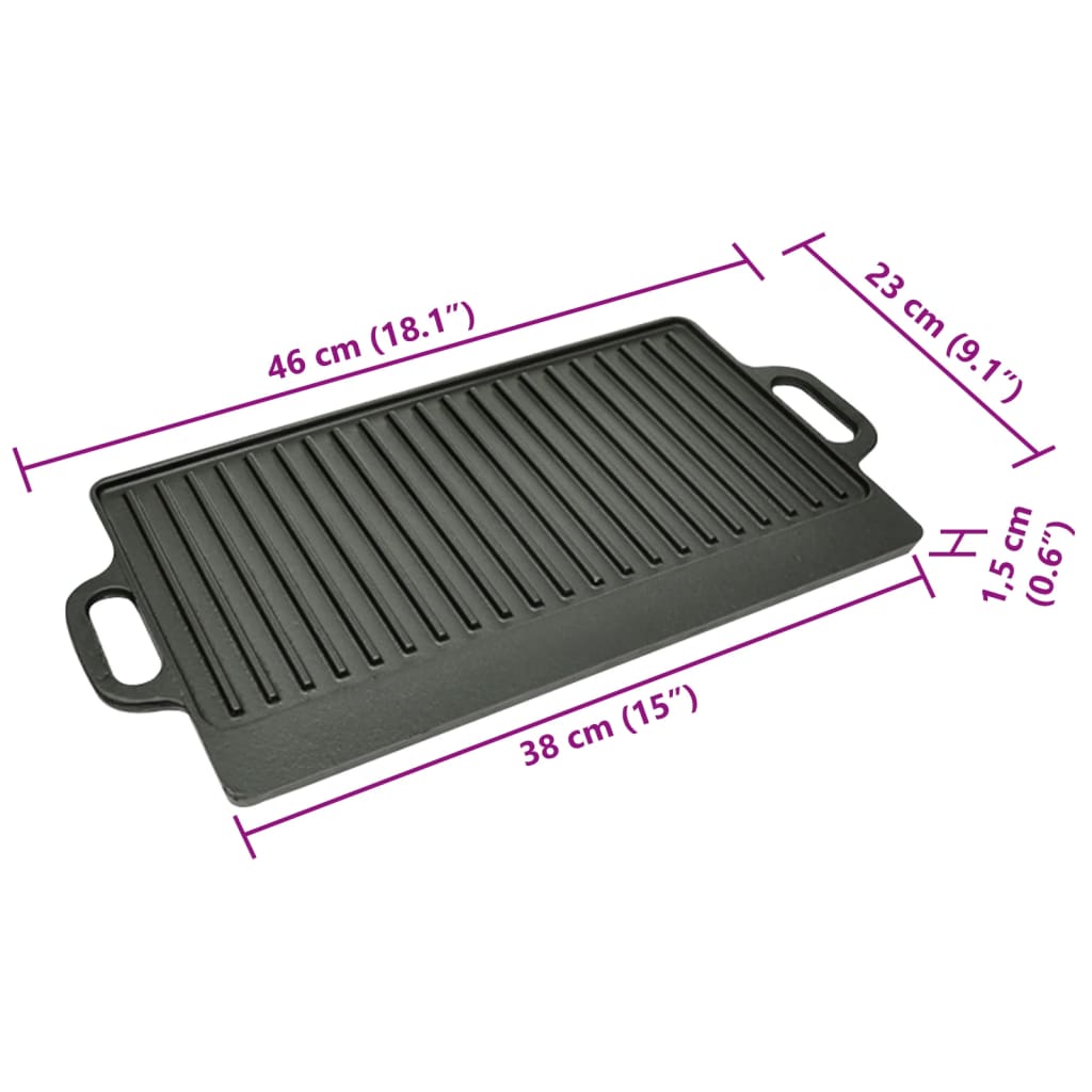 Grillplaat gietijzer dubbelzijdig 38x23 cm 2 st is nu te koop bij PeponiXL, paradijselijk wonen!