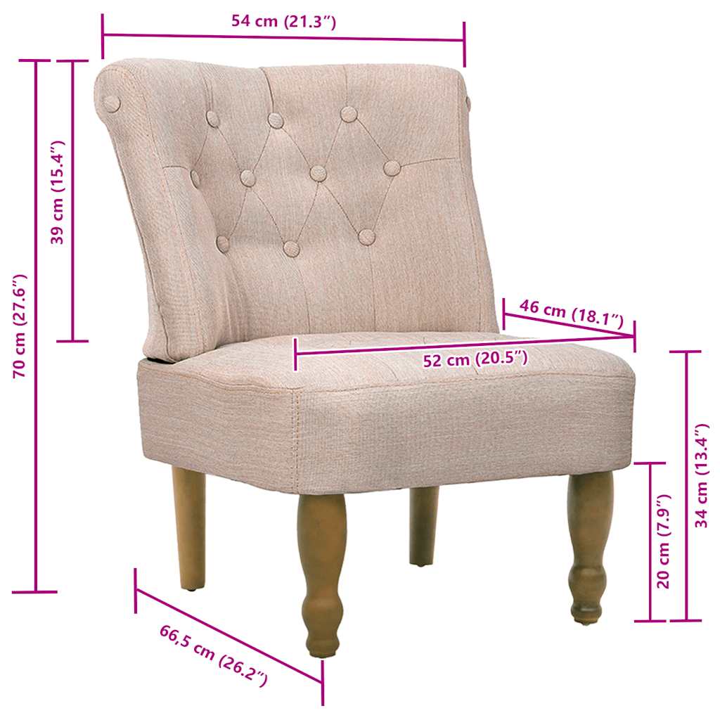 Franse stoelen 2 st stof crème is nu te koop bij PeponiXL, paradijselijk wonen!