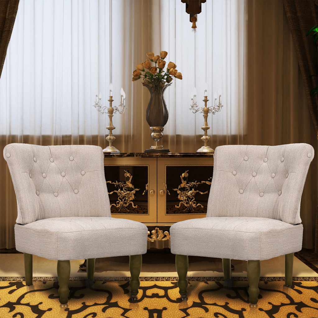 Franse stoelen 2 st stof crème is nu te koop bij PeponiXL, paradijselijk wonen!