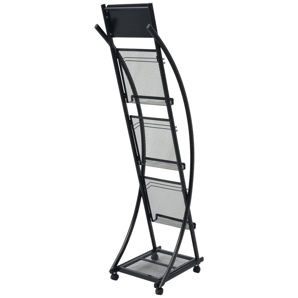 Tijdschriftenrek zwart 40x32x131 cm A4 is nu te koop bij PeponiXL, paradijselijk wonen!
