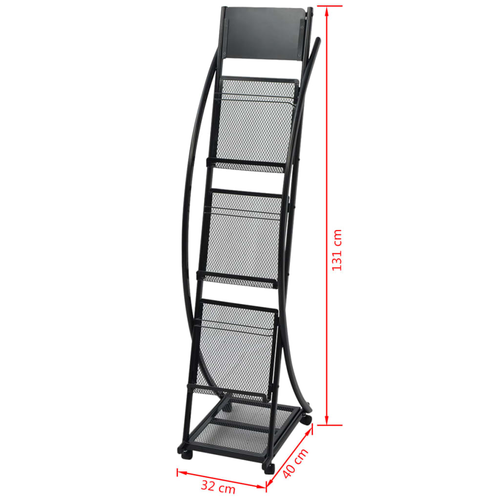 Tijdschriftenrek zwart 40x32x131 cm A4 is nu te koop bij PeponiXL, paradijselijk wonen!