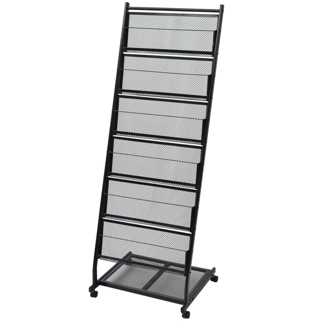 Tijdschriftenrek zwart 47,5x43x133 cm A4 is nu te koop bij PeponiXL, paradijselijk wonen!