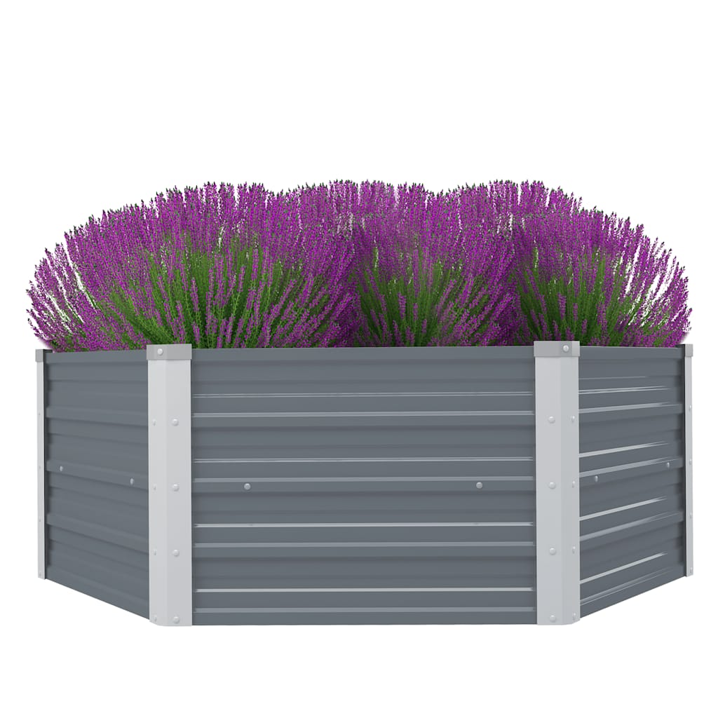 Plantenbak verhoogd 129x129x45 cm gegalvaniseerd staal grijs is nu te koop bij PeponiXL, paradijselijk wonen!