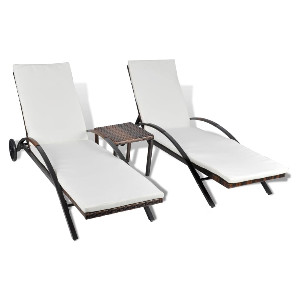 Ligbedden met tafel poly rattan bruin is nu te koop bij PeponiXL, paradijselijk wonen!