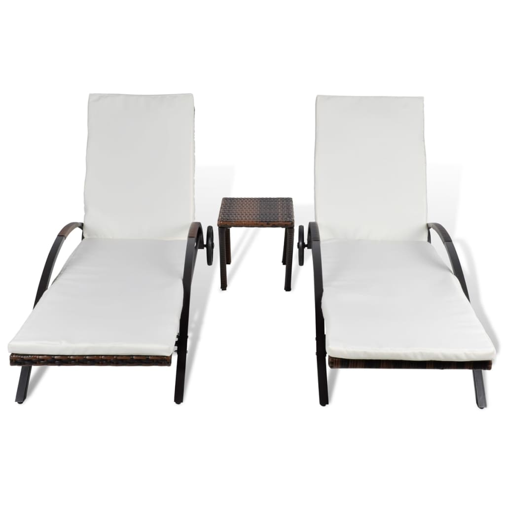 Ligbedden met tafel poly rattan bruin is nu te koop bij PeponiXL, paradijselijk wonen!