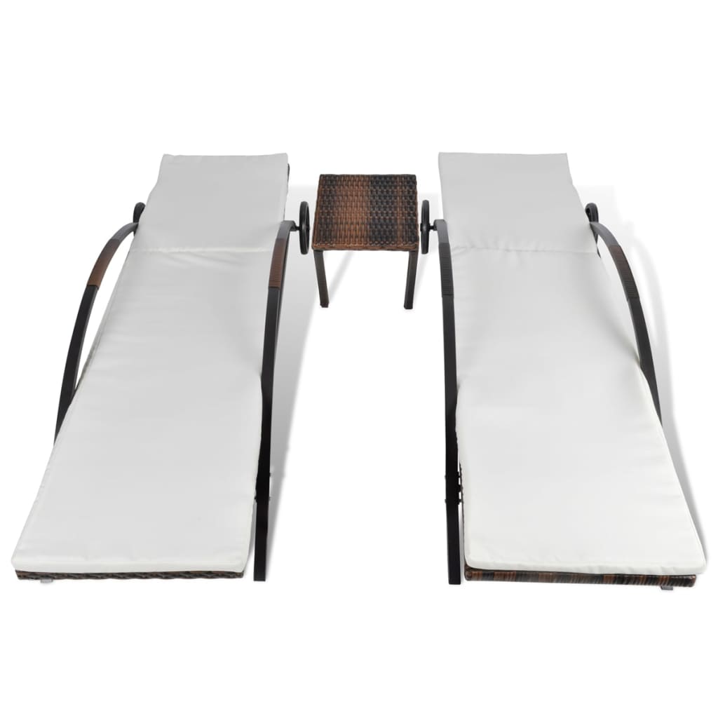Ligbedden met tafel poly rattan bruin is nu te koop bij PeponiXL, paradijselijk wonen!