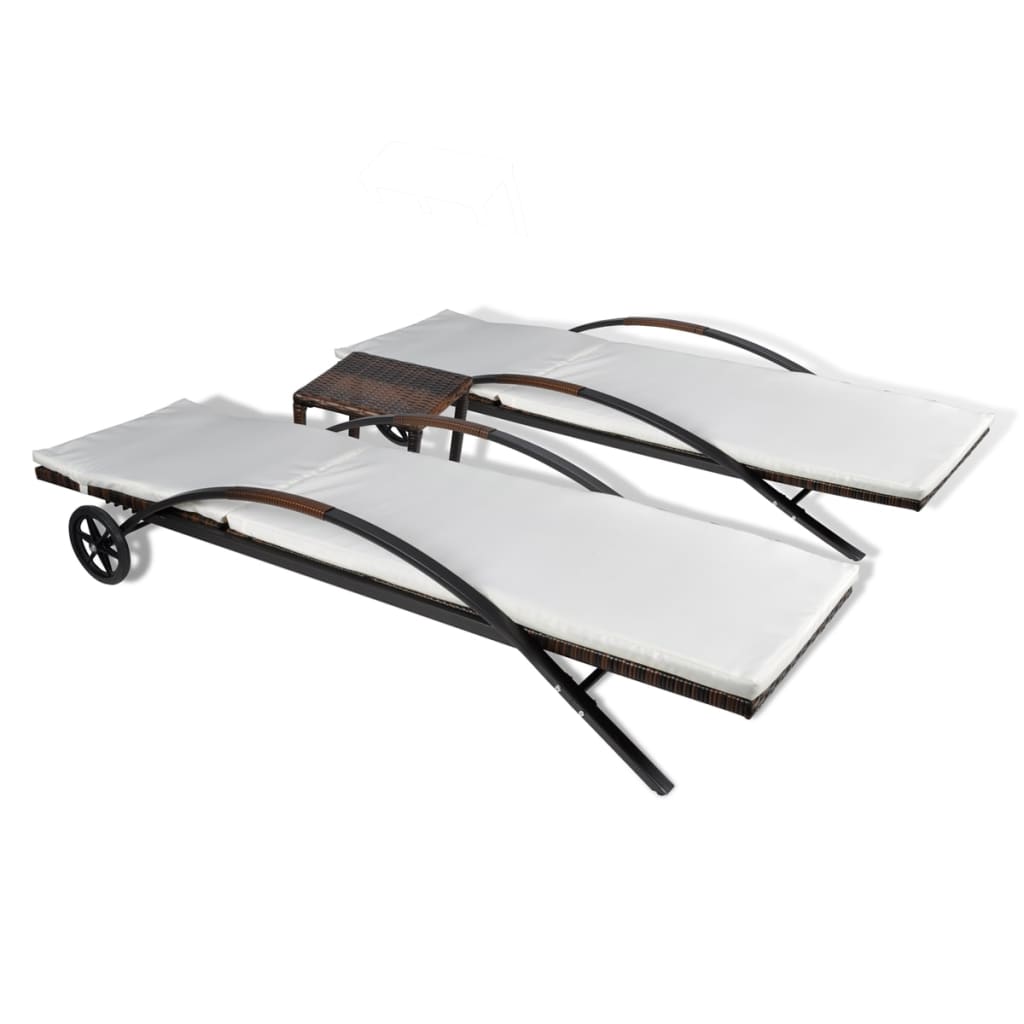 Ligbedden met tafel poly rattan bruin is nu te koop bij PeponiXL, paradijselijk wonen!