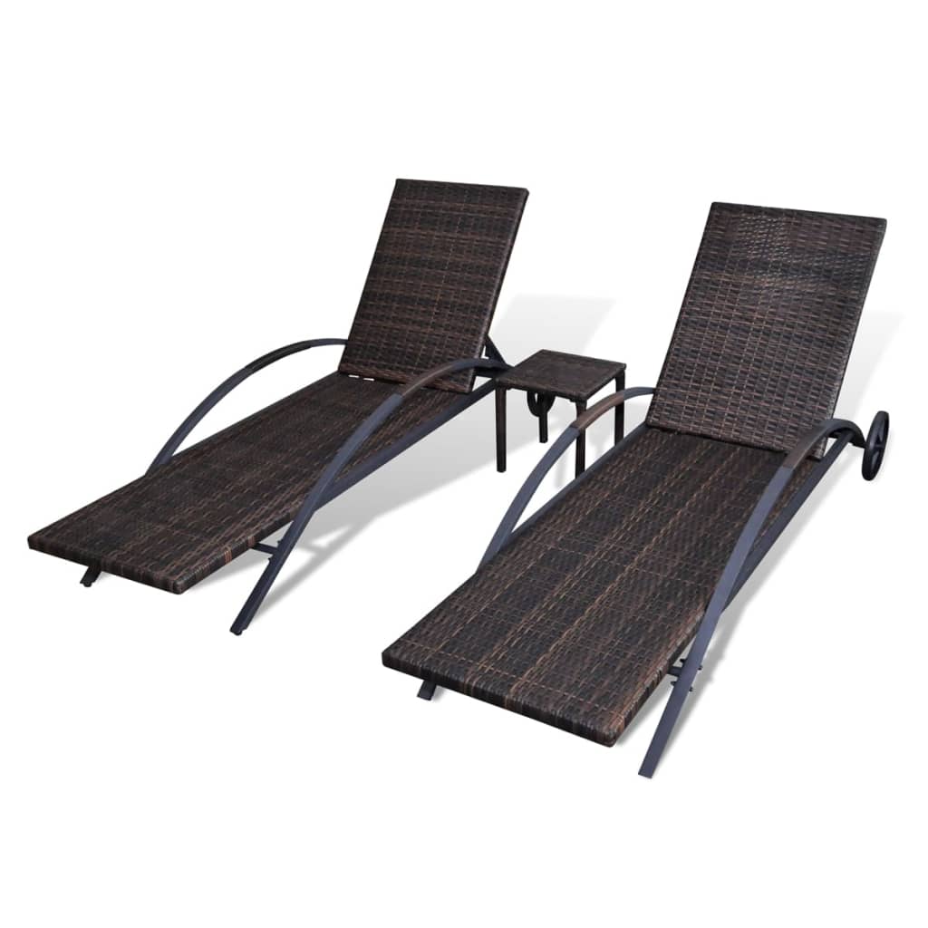 Ligbedden met tafel poly rattan bruin is nu te koop bij PeponiXL, paradijselijk wonen!