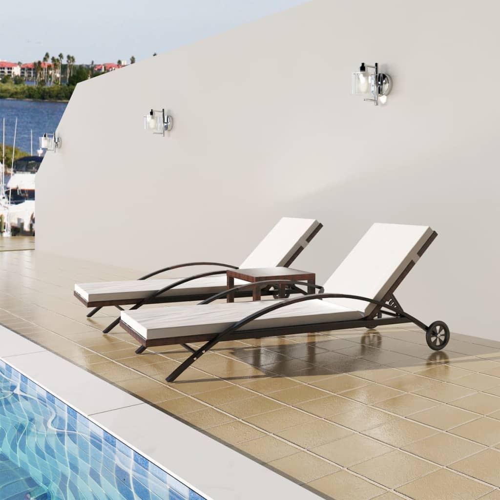 Ligbedden met tafel poly rattan bruin is nu te koop bij PeponiXL, paradijselijk wonen!