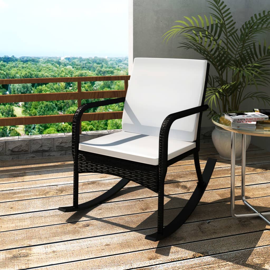 Tuinschommelstoel poly rattan zwart is nu te koop bij PeponiXL, paradijselijk wonen!