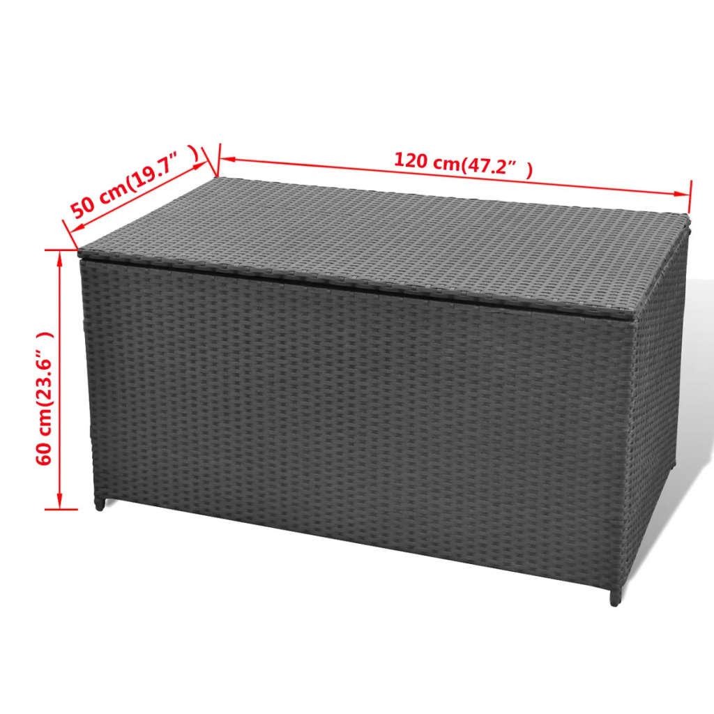 Tuinbox 120x50x60 cm poly rattan zwart is nu te koop bij PeponiXL, paradijselijk wonen!