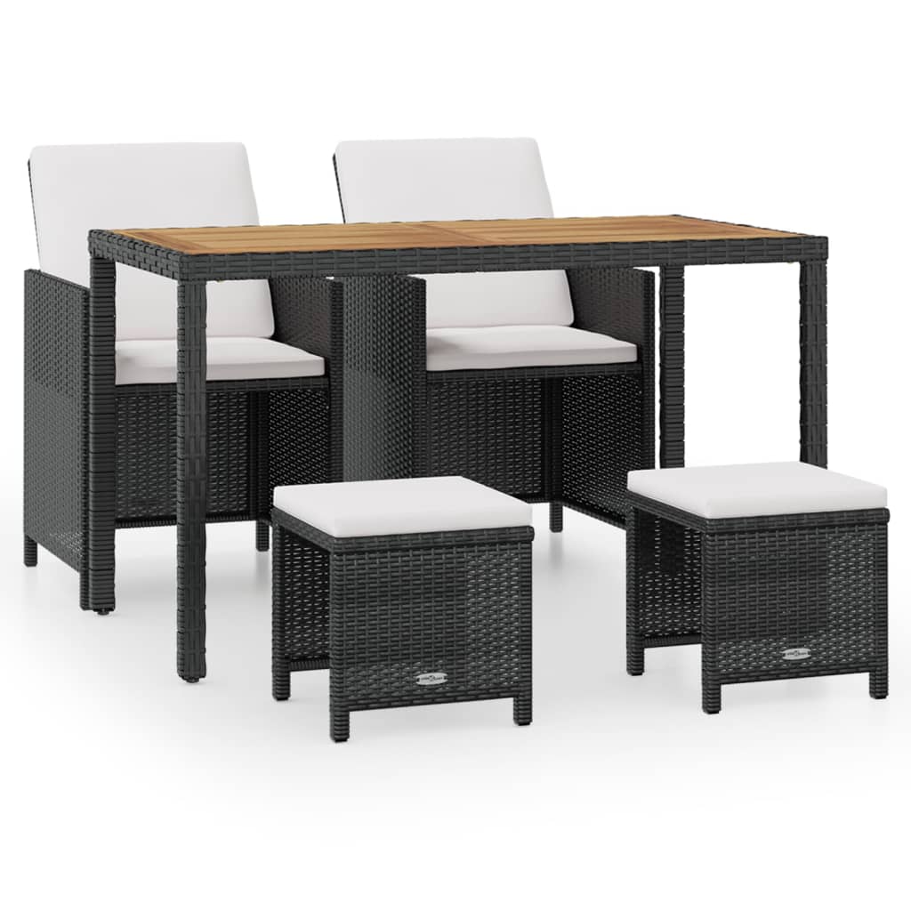 5-delige Tuinset poly rattan en acaciahout zwart is nu te koop bij PeponiXL, paradijselijk wonen!