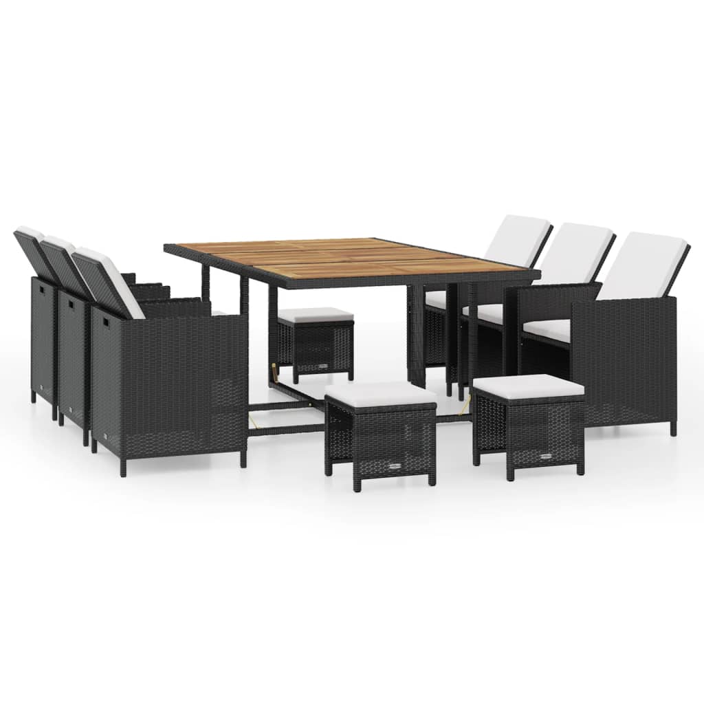 11-delige Tuinset poly rattan en acaciahout zwart is nu te koop bij PeponiXL, paradijselijk wonen!