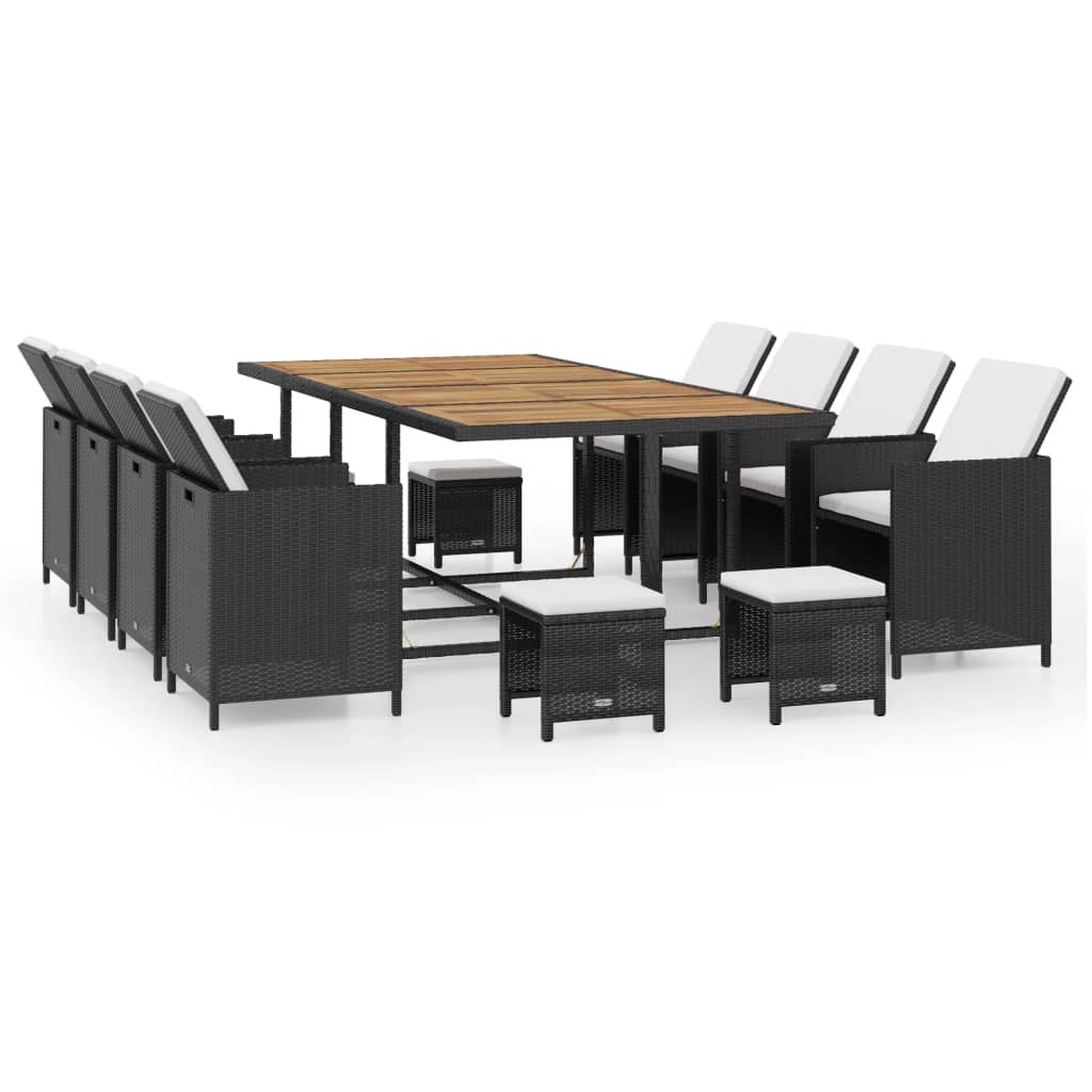 13-delige Tuinset poly rattan en acaciahout zwart is nu te koop bij PeponiXL, paradijselijk wonen!