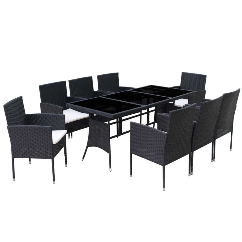 9-delige Tuinset met kussens poly rattan zwart is nu te koop bij PeponiXL, paradijselijk wonen!