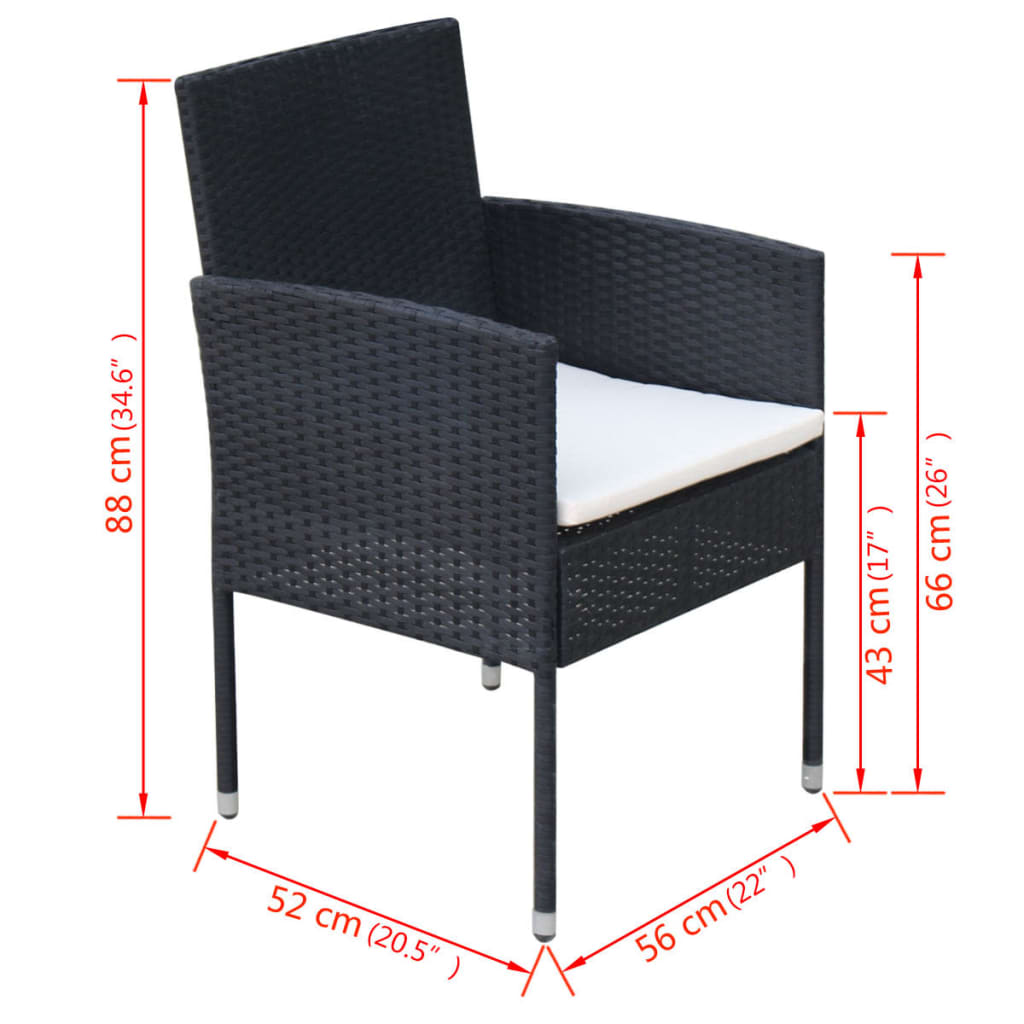 9-delige Tuinset met kussens poly rattan zwart is nu te koop bij PeponiXL, paradijselijk wonen!