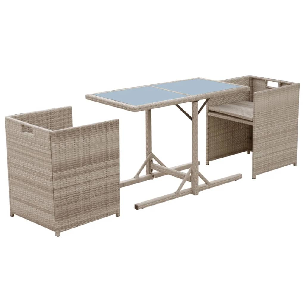 3-delige Bistroset met kussens poly rattan beige is nu te koop bij PeponiXL, paradijselijk wonen!