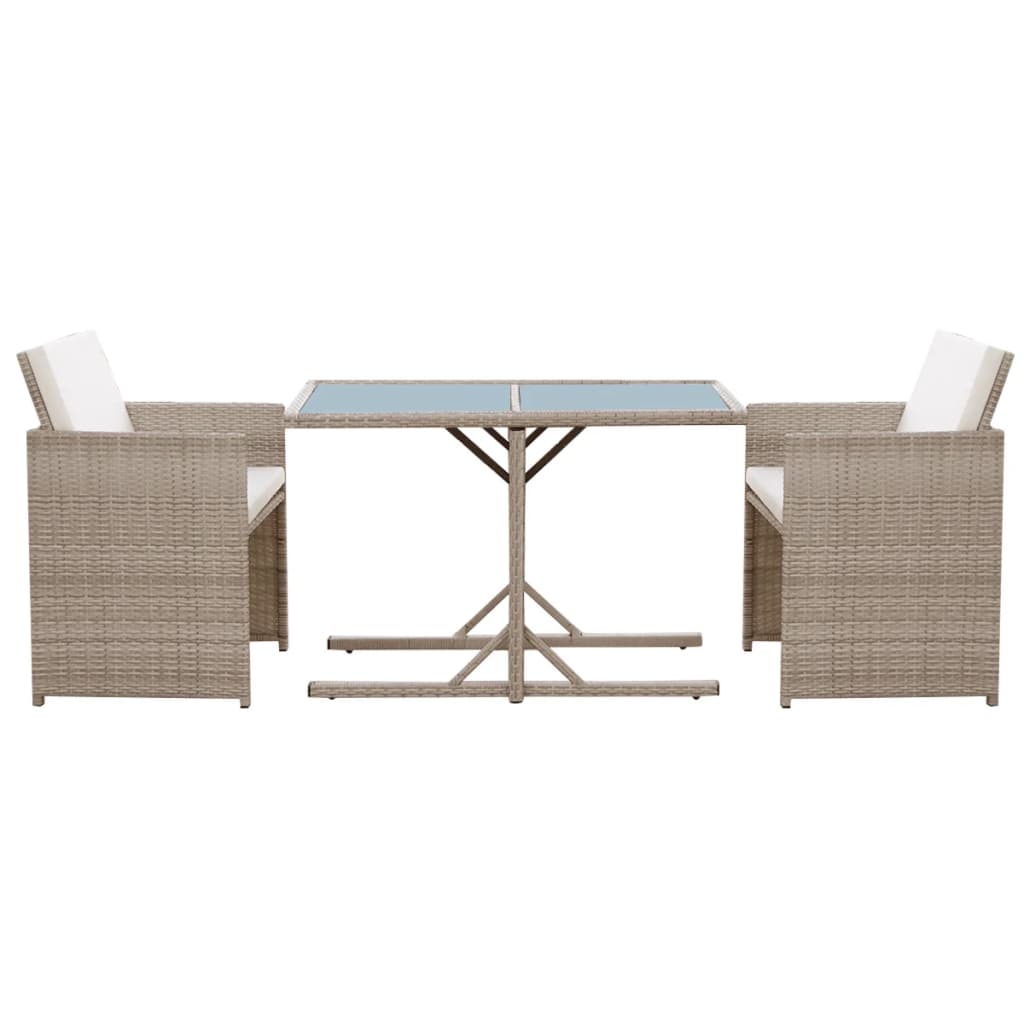 3-delige Bistroset met kussens poly rattan beige is nu te koop bij PeponiXL, paradijselijk wonen!