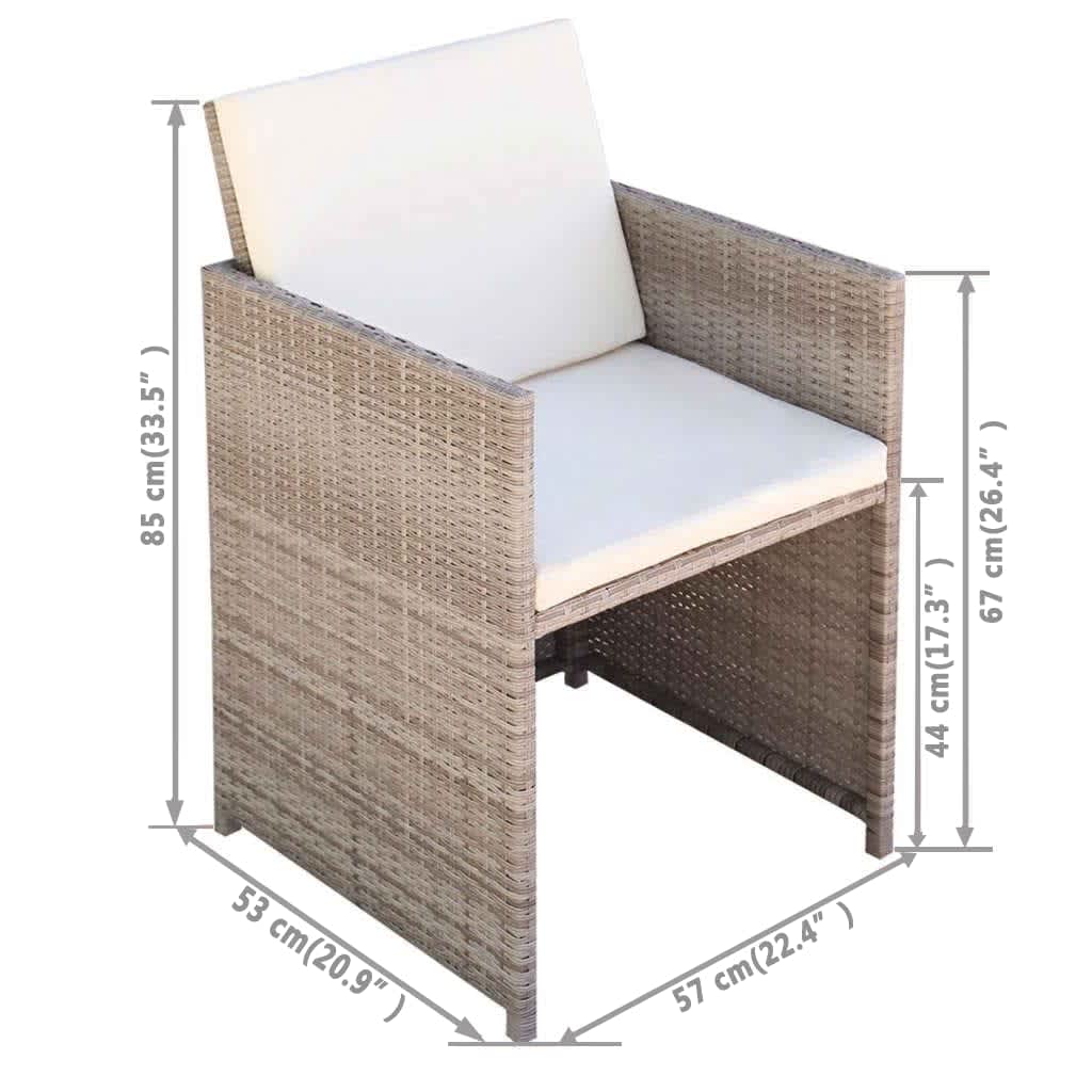 3-delige Bistroset met kussens poly rattan beige is nu te koop bij PeponiXL, paradijselijk wonen!