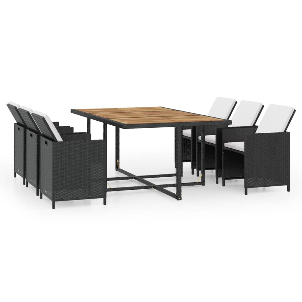 11-delige Tuinset met kussens poly rattan zwart is nu te koop bij PeponiXL, paradijselijk wonen!