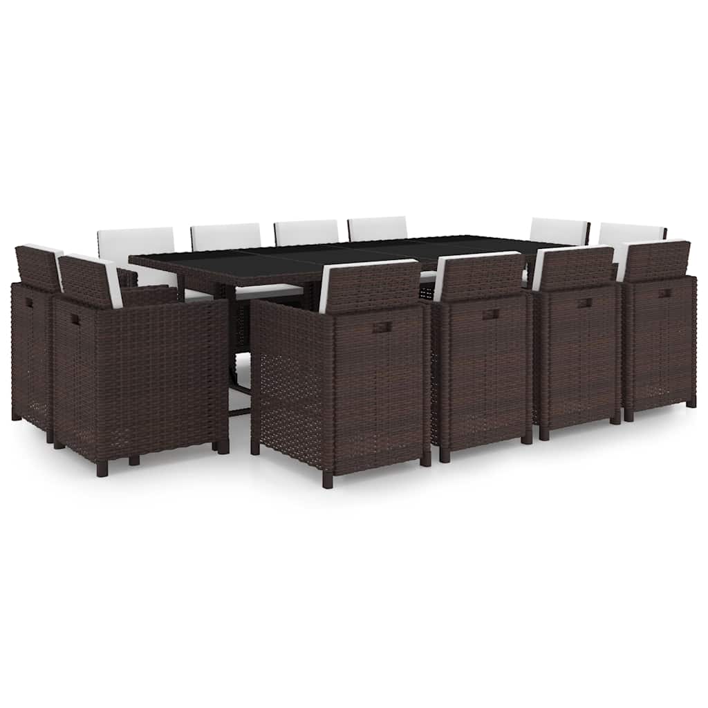 13-delige Tuinset met kussens poly rattan bruin is nu te koop bij PeponiXL, paradijselijk wonen!