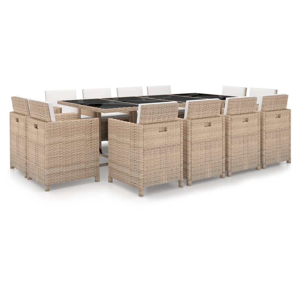 13-delige Tuinset met kussens poly rattan beige is nu te koop bij PeponiXL, paradijselijk wonen!