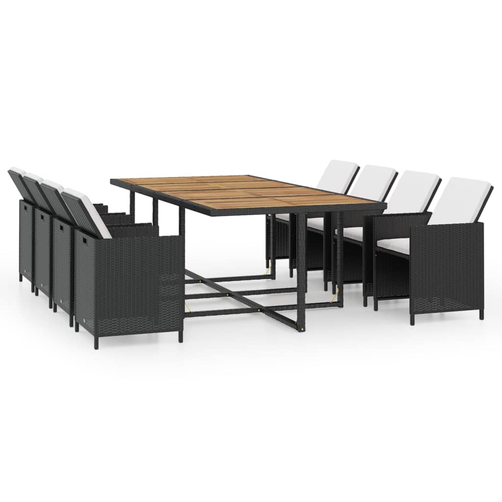 13-delige Tuinset met kussens poly rattan zwart is nu te koop bij PeponiXL, paradijselijk wonen!