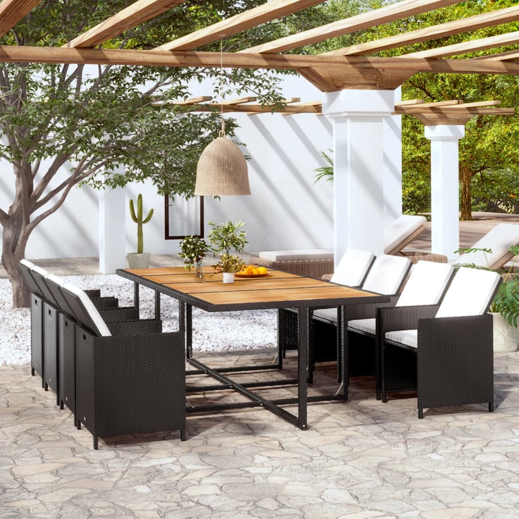 13-delige Tuinset met kussens poly rattan zwart is nu te koop bij PeponiXL, paradijselijk wonen!