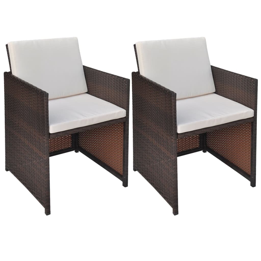 Tuinstoelen 2 st met kussens poly rattan bruin is nu te koop bij PeponiXL, paradijselijk wonen!