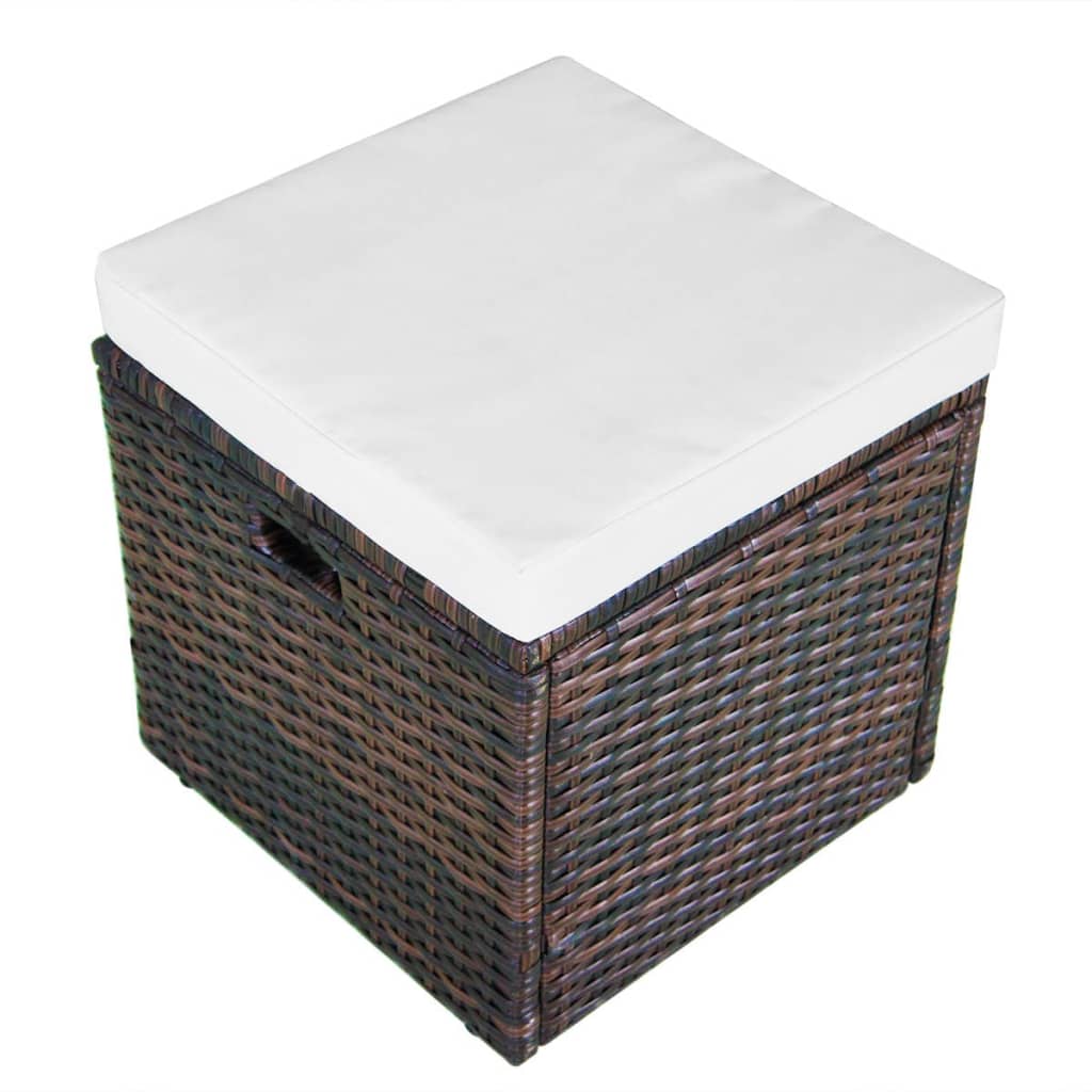 4-delige Loungeset met kussens poly rattan bruin is nu te koop bij PeponiXL, paradijselijk wonen!