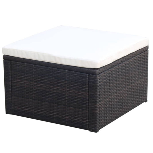 Voetenbank/poef bruin 53x53x30 cm poly rattan is nu te koop bij PeponiXL, paradijselijk wonen!