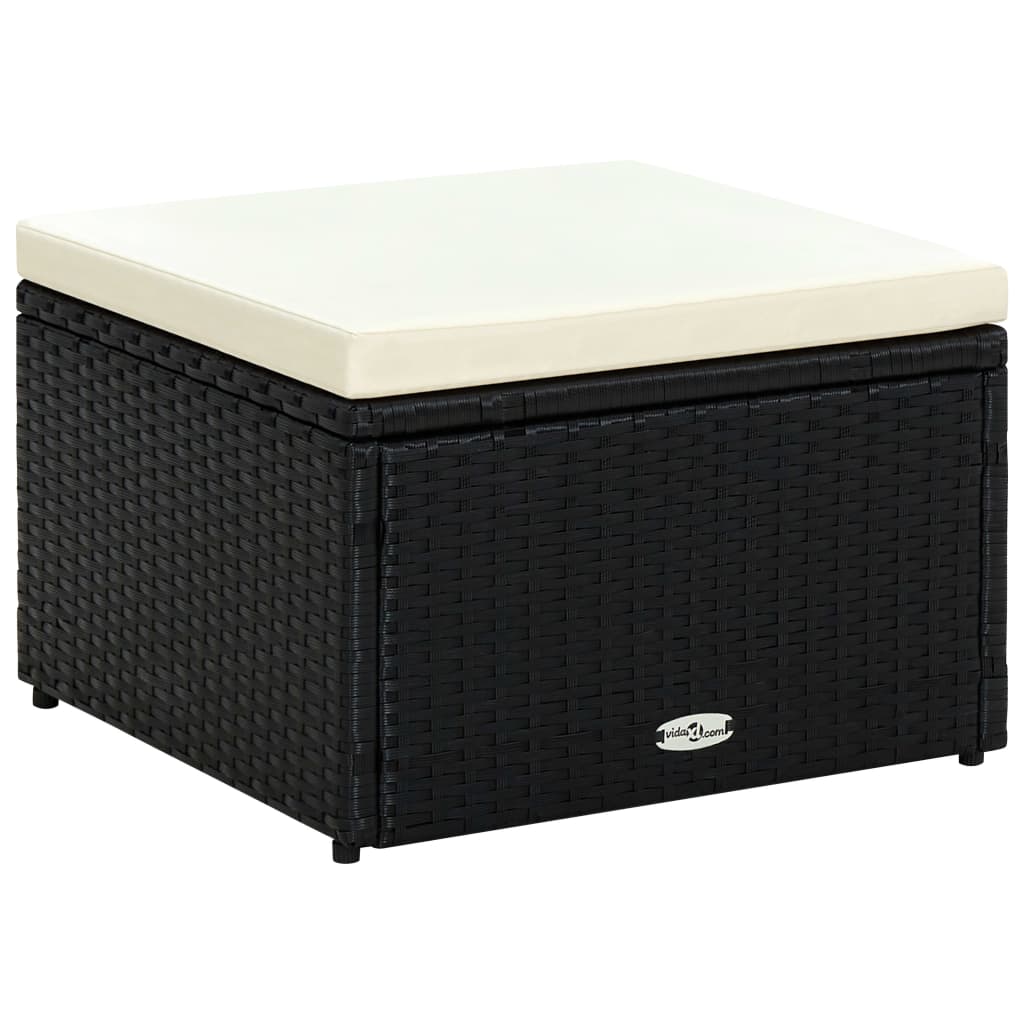 Voetenbank/poef zwart 53x53x30 cm poly rattan is nu te koop bij PeponiXL, paradijselijk wonen!