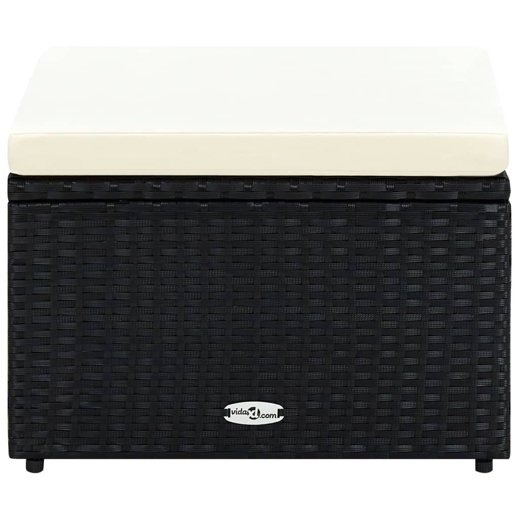 Voetenbank/poef zwart 53x53x30 cm poly rattan is nu te koop bij PeponiXL, paradijselijk wonen!