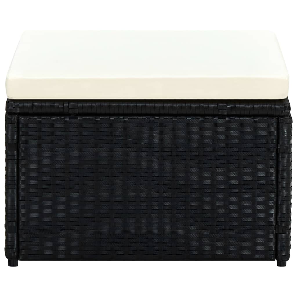 Voetenbank/poef zwart 53x53x30 cm poly rattan is nu te koop bij PeponiXL, paradijselijk wonen!