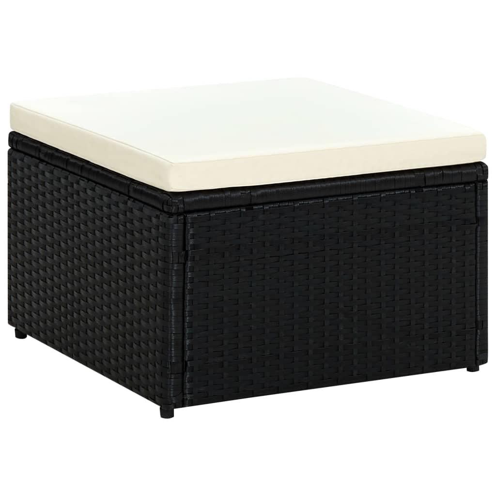 Voetenbank/poef zwart 53x53x30 cm poly rattan is nu te koop bij PeponiXL, paradijselijk wonen!