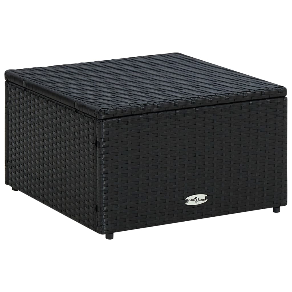 Voetenbank/poef zwart 53x53x30 cm poly rattan is nu te koop bij PeponiXL, paradijselijk wonen!