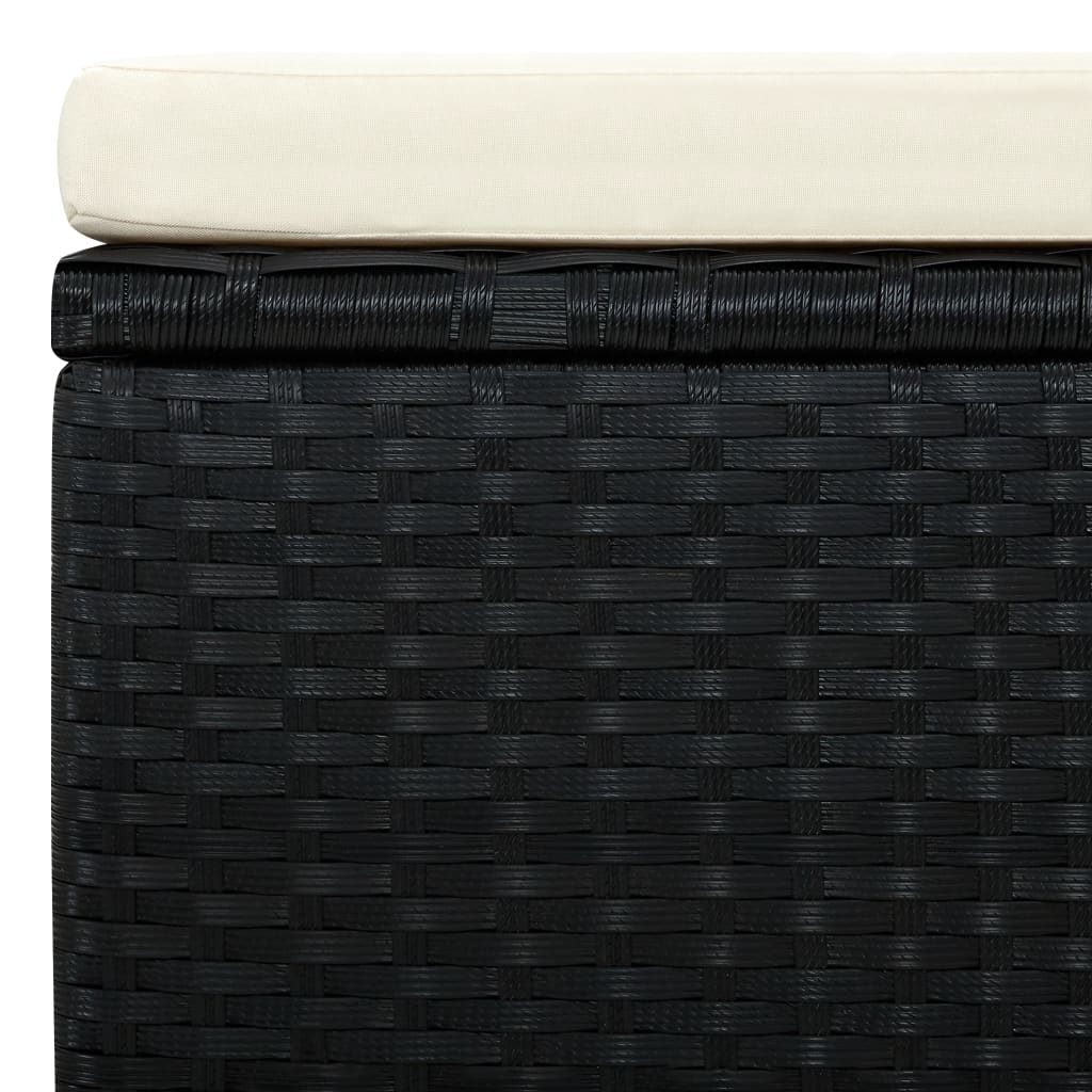 Voetenbank/poef zwart 53x53x30 cm poly rattan is nu te koop bij PeponiXL, paradijselijk wonen!