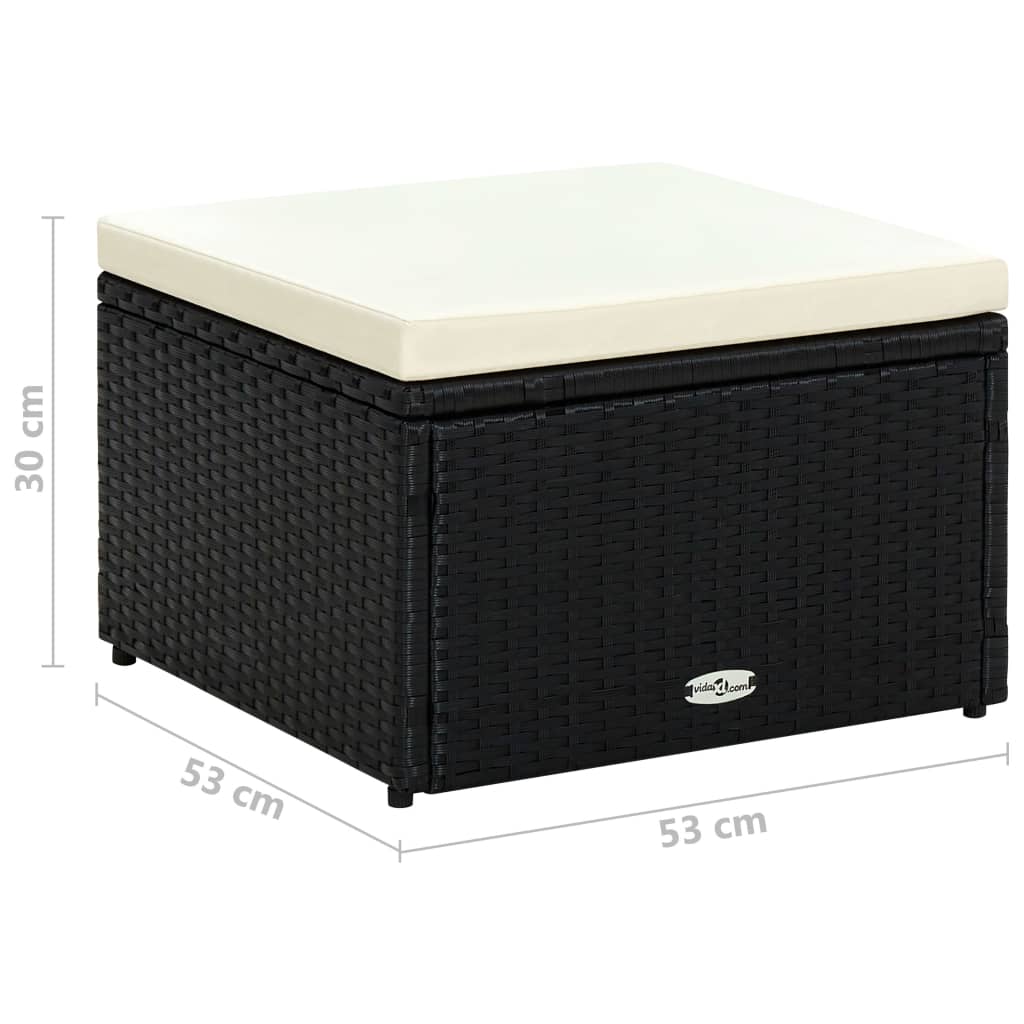 Voetenbank/poef zwart 53x53x30 cm poly rattan is nu te koop bij PeponiXL, paradijselijk wonen!