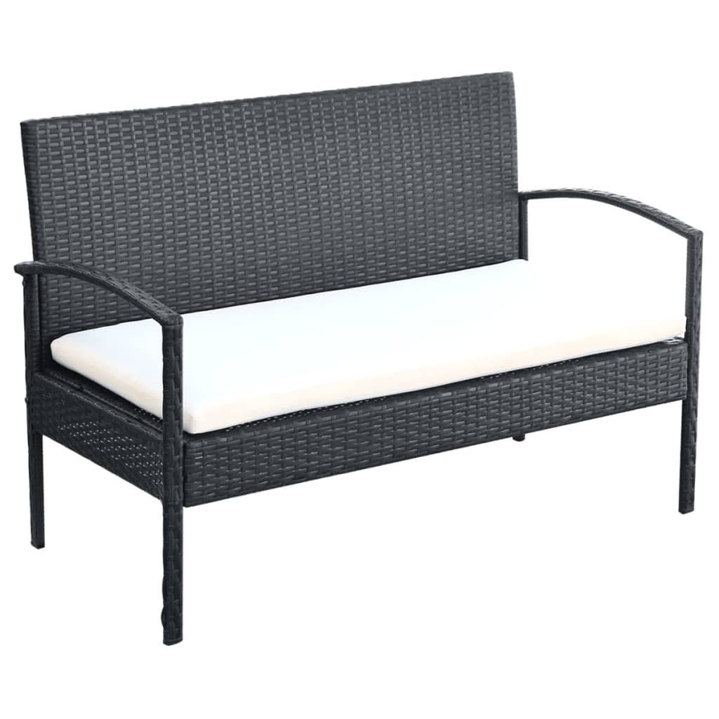 4-delige Loungeset met kussens poly rattan zwart is nu te koop bij PeponiXL, paradijselijk wonen!