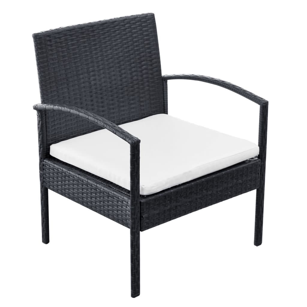 4-delige Loungeset met kussens poly rattan zwart is nu te koop bij PeponiXL, paradijselijk wonen!