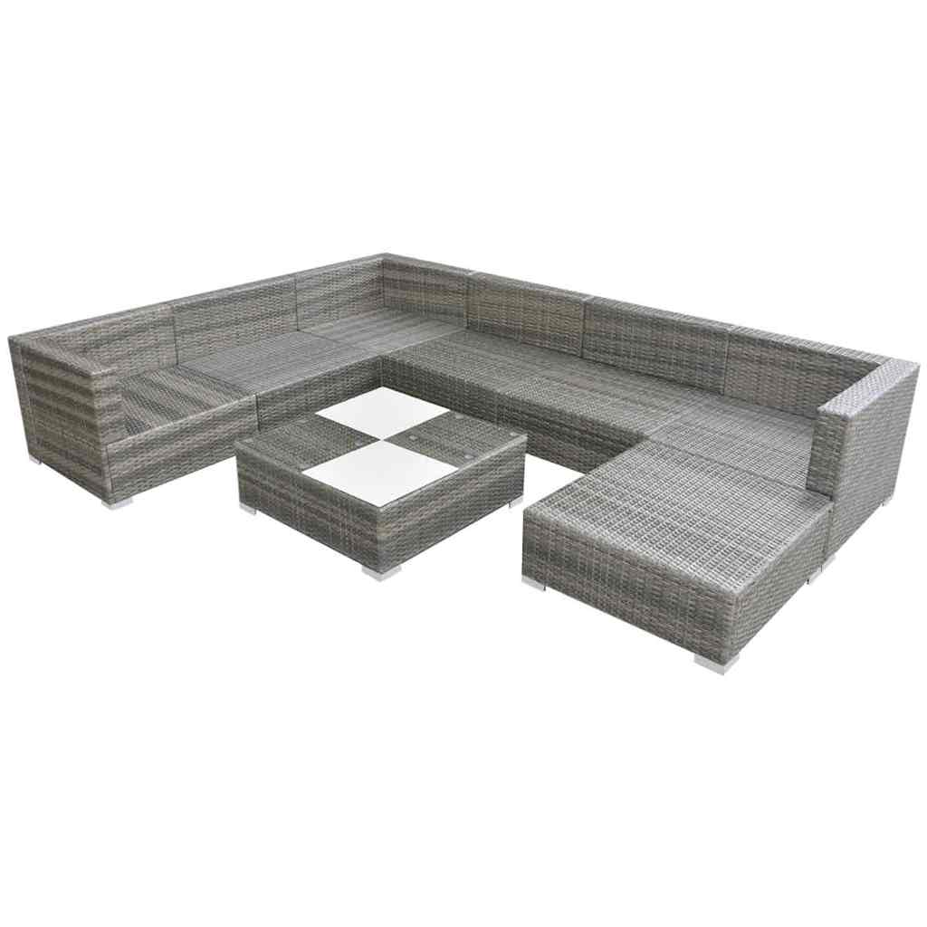 8-delige Loungeset met kussens poly rattan grijs is nu te koop bij PeponiXL, paradijselijk wonen!